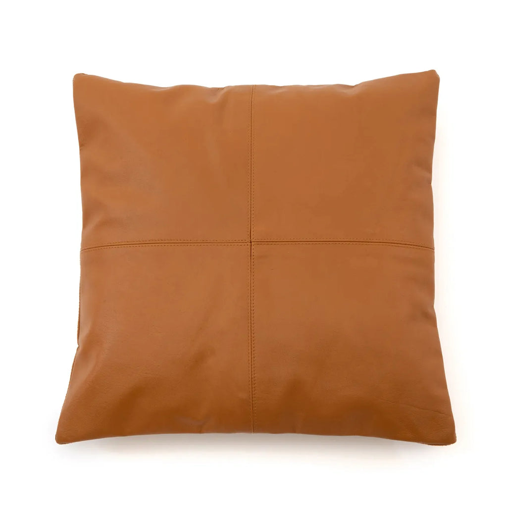 Four Panel Leather Cushion Cover - Camel - 40x40