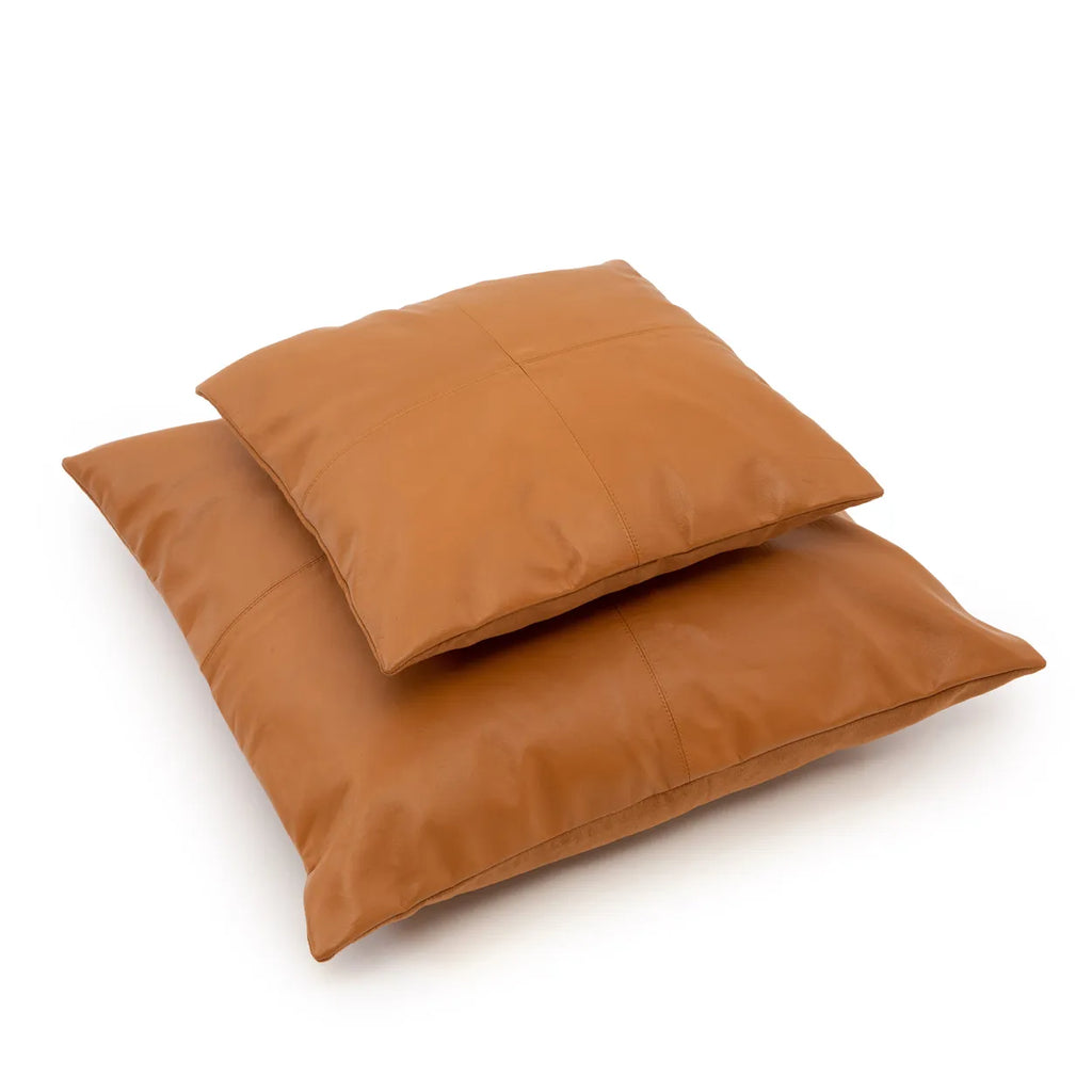 Four Panel Leather Cushion Cover - Camel - 40x40