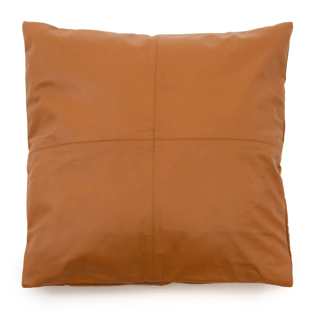 Four Panel Leather Cushion Cover - Camel - 60x60