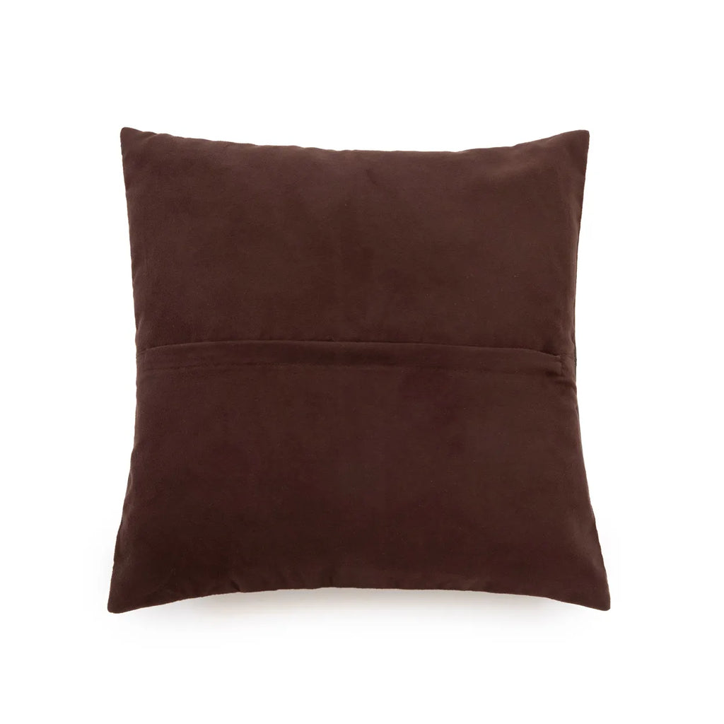 Four Panel Leather Cushion Cover - Chocolate - 40x40