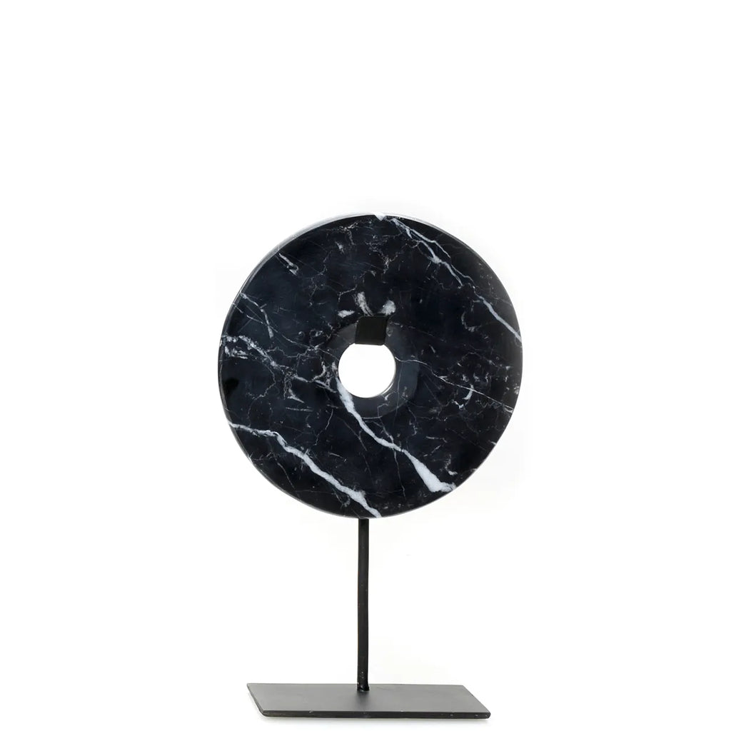 The Marble Disc on Stand - Black - M