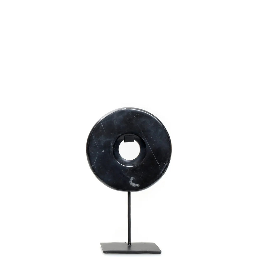 The Marble Disc on Stand - Black - S