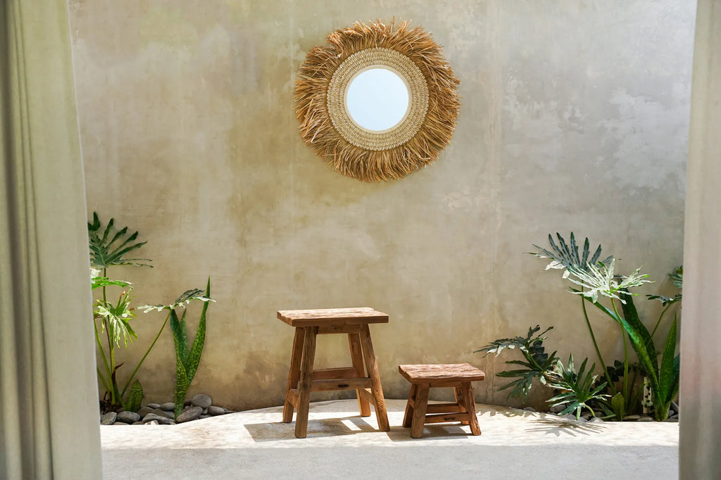 The Raffia Cowrie Mirror - Natural White