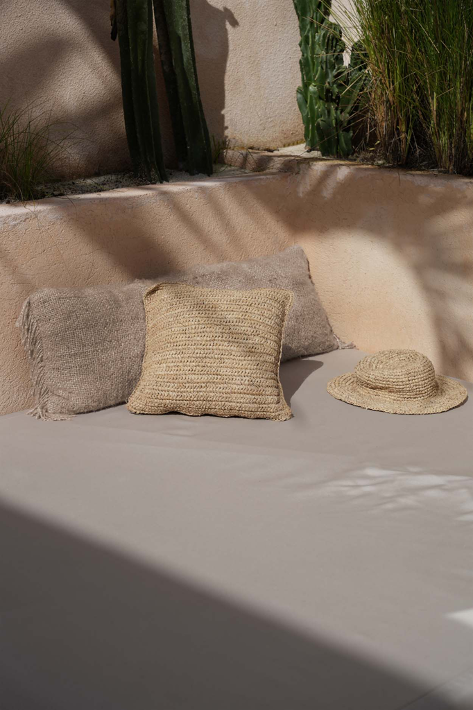 The Raffia Flores Cushion Cover Square - Natural - 40x40