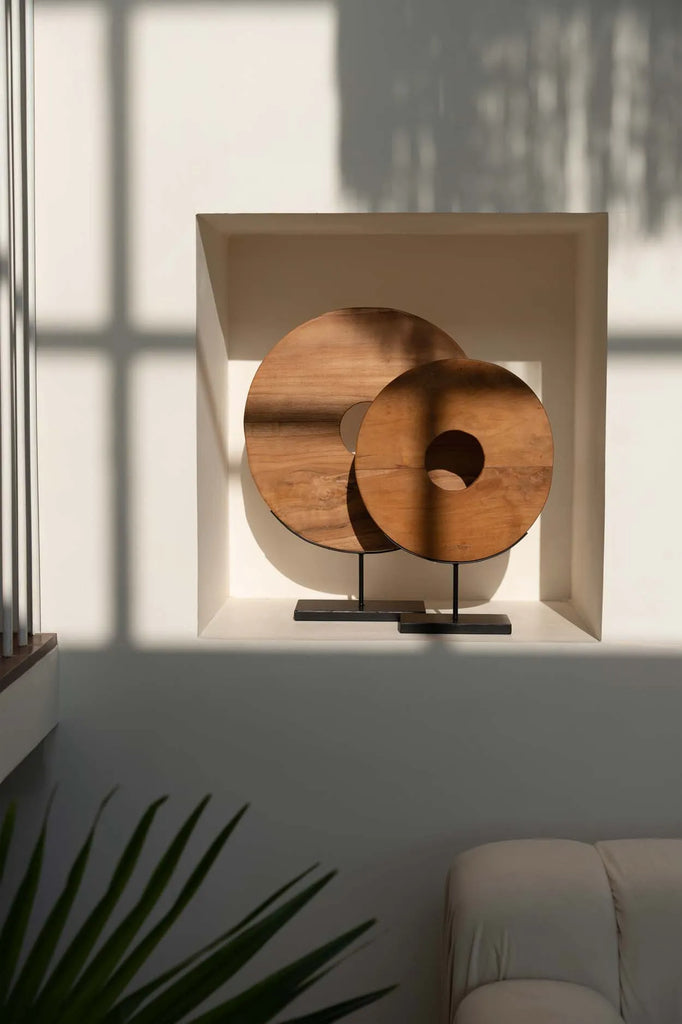 The Teak Disc on Stand - L