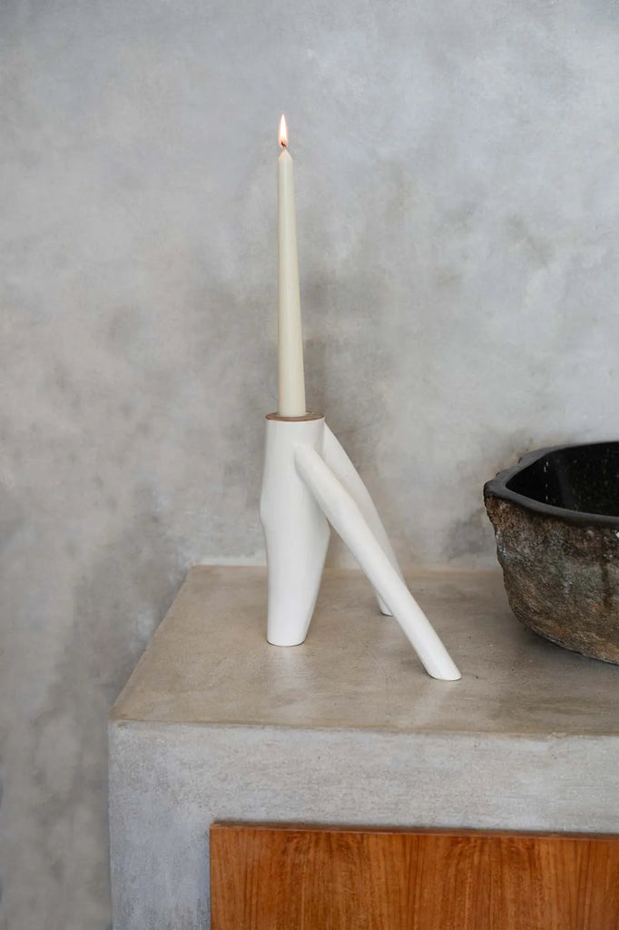 The Triple Twig Candle Holder - White